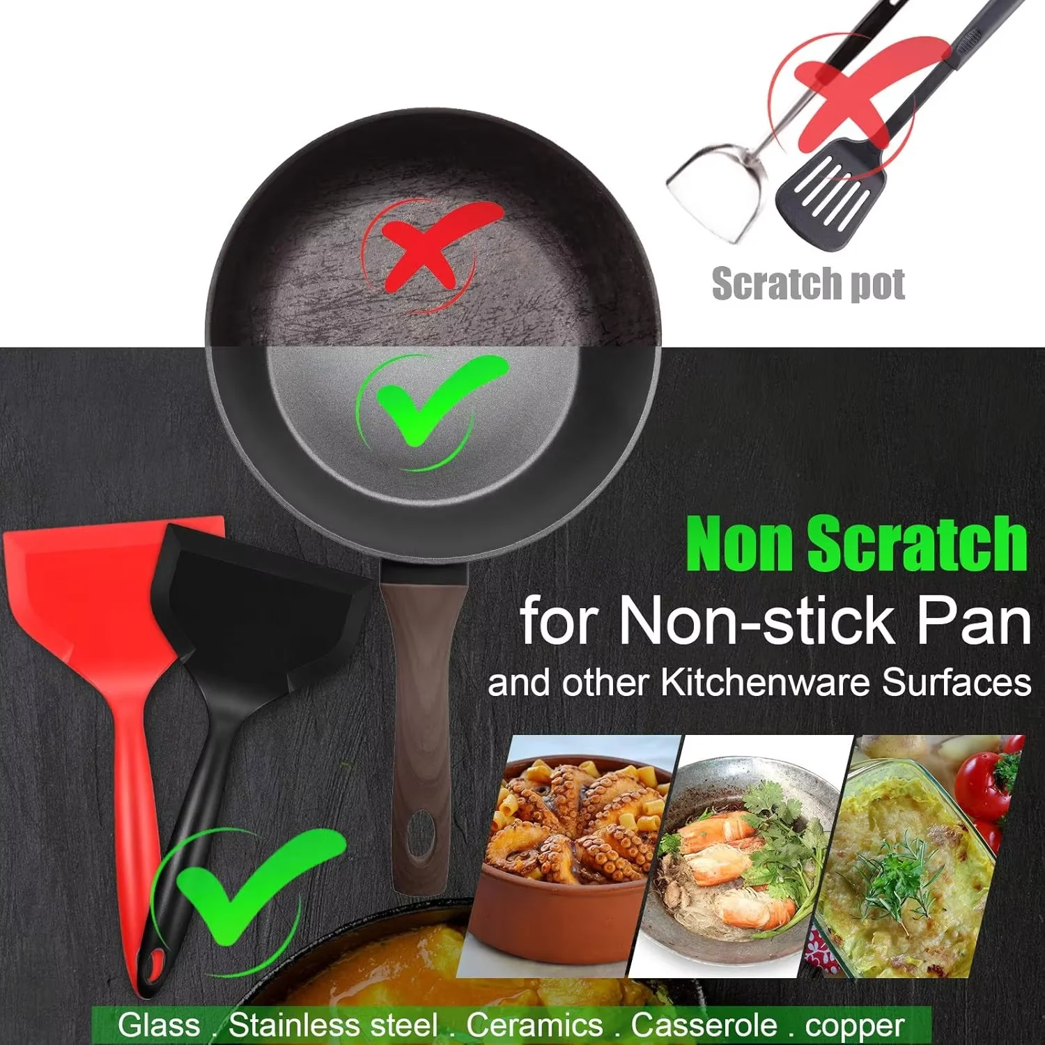 Anti-aanbakpanspatel, silicone - Okonomiyaki Spatula recensie en prijs