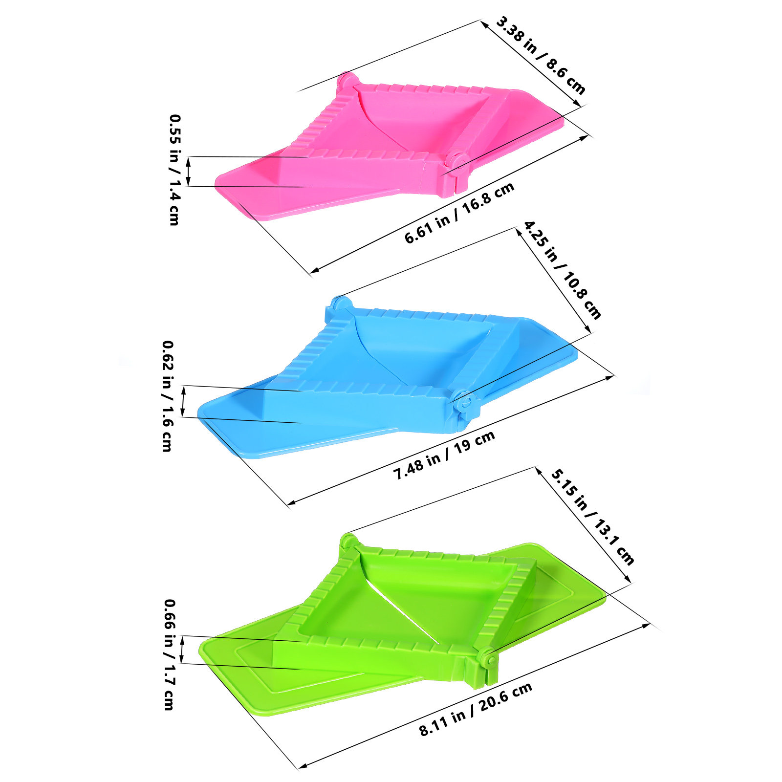 3-delige vierkante plastic han - Dumpling Press Set recensie en prijs